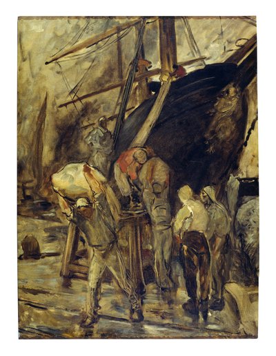 Descarga do navio (óleo sobre tela) de Constantin Emile Meunier