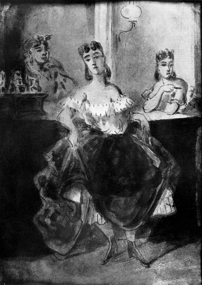 Mulher dançando diante de um balcão, século XIX, 1930. de Constantin Guys