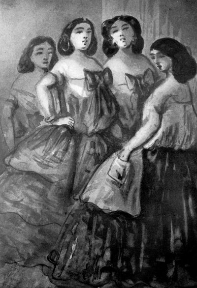Quatro meninas, século XIX, 1930. de Constantin Guys