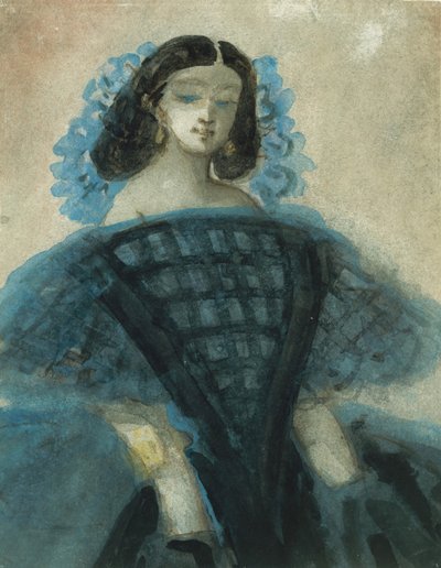 Jovem de vestido azul e preto, ca. 1863. de Constantin Guys