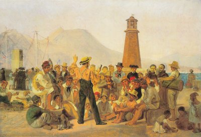 Recitador de "Orlando Furioso" no Molo, Nápoles de Constantin Hansen