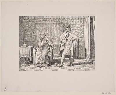 Ilustração para Svend Grundtvig, "Marsk Stig: canção folclórica dinamarquesa do século 13", 1861 de Constantin Hansen