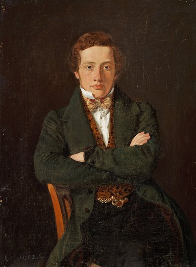 Retrato de Martin Hammerich (1811-1881), mais tarde professor, retrato a três quartos de comprimento, de frente de Constantin Hansen