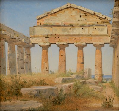 O templo de Atena em Paestum, 1838 de Constantin Hansen