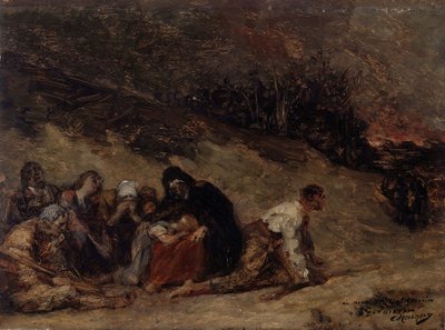 Episódio da Revolta dos Camponeses. O incêndio de Turnhout (1798-1799) de Constantin Meunier