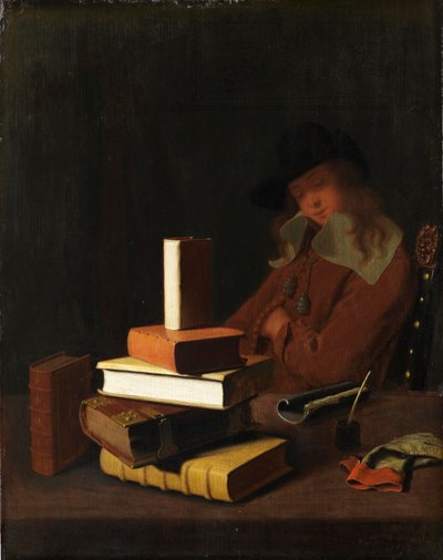 O estudante adormecido, 1663 de Constantin Verhout or Voorhout