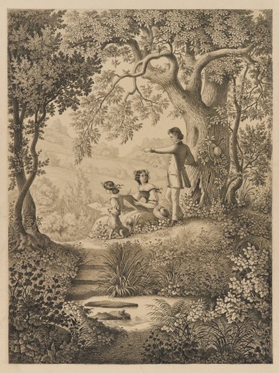 Uma Lição de Desenho, 1865 (tinta preta sobre papel espesso liso creme) de Constantine Hertzberg