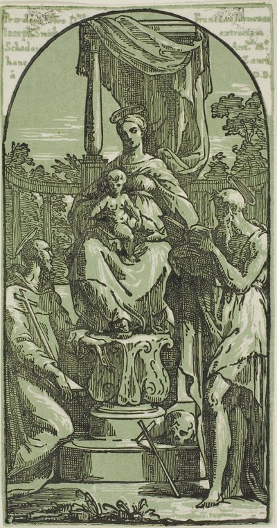 Nossa Senhora com o Menino Entronizado, São Jerónimo e São Francisco de Conte Antonio Maria Zanetti the Elder