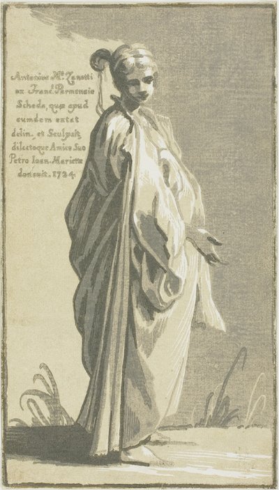 Mulher jovem de pé, virada para a direita de Conte Antonio Maria Zanetti the Elder