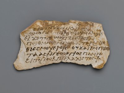 Ostrakon, de Tebas, 395-642 dC (calcário) de Coptic Coptic