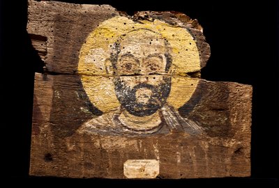 Retrato de um monge copta / Mosteiro de Baouît (pintura) de Coptic Coptic