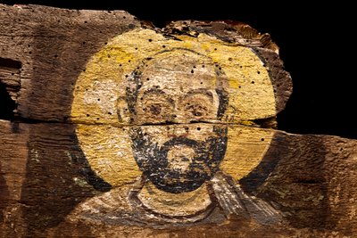 Retrato de um monge copta / Mosteiro de Baouît (Egito) (terracota) de Coptic Coptic