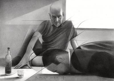 Desenho de um homem contemplativo de Corné Akkers
