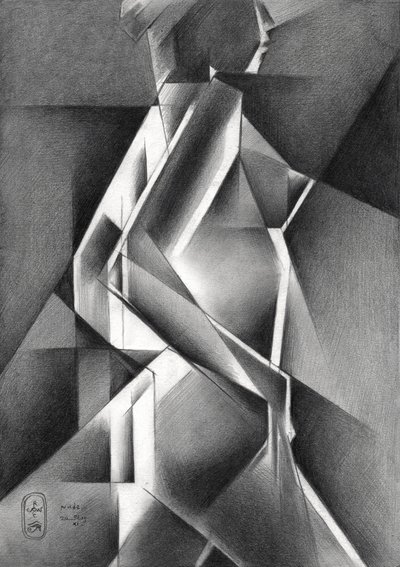 Figura cubista dinâmica de Corné Akkers