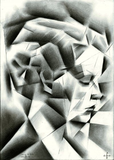 Retrato cubista dinâmico de Corné Akkers