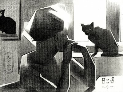 Rainha egípcia e gato preto de Corné Akkers
