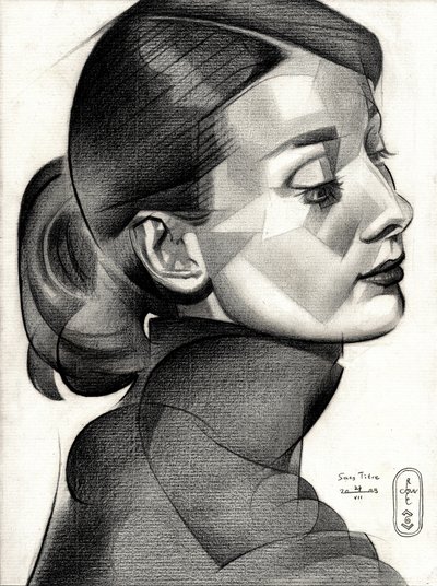 Perfil geométrico de uma mulher de Corné Akkers