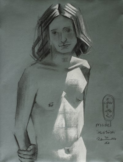 Desenho de modelo nu de Corné Akkers