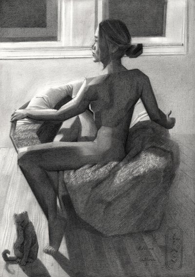 Mulher nua junto à janela de Corné Akkers