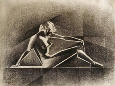 Nu cubista pensativo de Corné Akkers