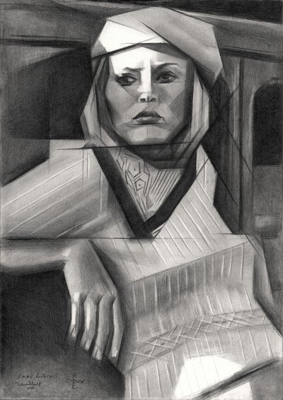 Mulher geométrica pensativa de Corné Akkers