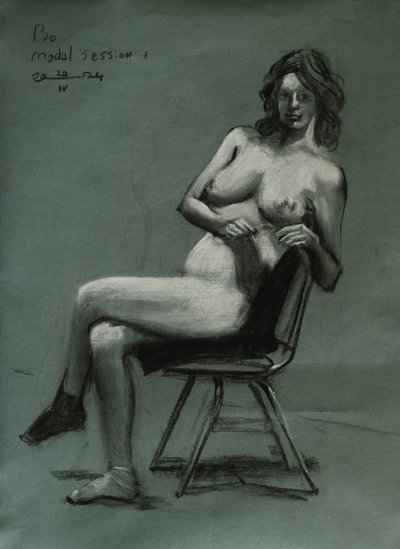 Figura sentada e pensativa de Corné Akkers