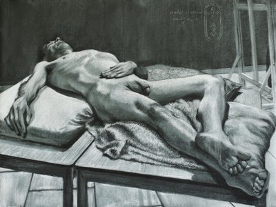 Nu masculino reclinado de Corné Akkers