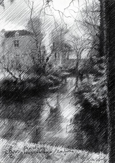 Esboço de uma casa tranquila junto ao canal de Corné Akkers