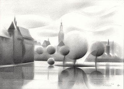 Reflexões sobre uma paisagem urbana surreal de Corné Akkers