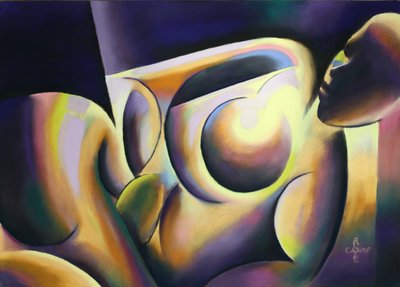 Figuras abstratas vibrantes de Corné Akkers