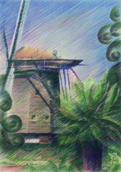 Desenho da Vista do Moinho de Vento de Corné Akkers