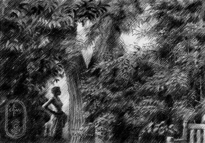Mulher à luz do jardim de Corné Akkers