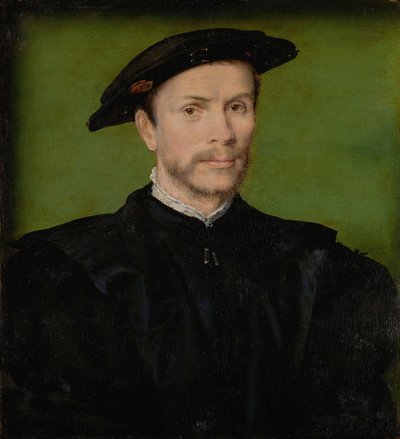 Retrato de um homem barbudo de preto, c.1540 (óleo sobre madeira) de Corneille de Lyon (attr. to)