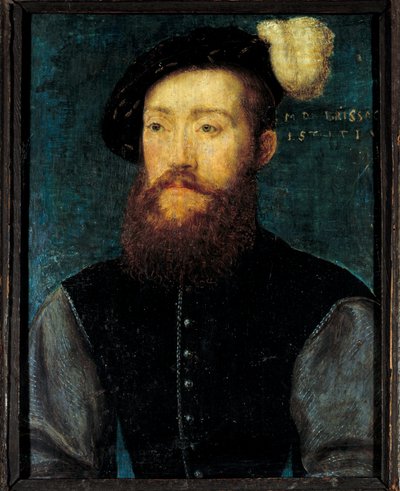 Retrato de Charles de Cosse, Conde de Brissac (Cosse-Brissac) Pintura em madeira de Corneille De Lyon (Corneille de La Haye) (1500/1510-1574) de Corneille de la  Haye