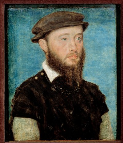 Retrato de Jean de Bourbon Vendome, Conde de Soissons e Enghien (1528-1557) Pintura em madeira de Corneille De Lyon (Corneille de La Haye) (1500/1510-1574) de Corneille de la  Haye