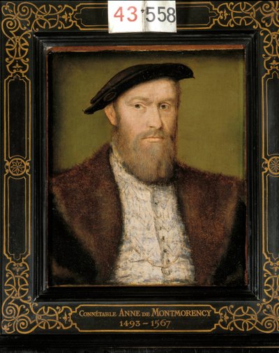 Retrato do Connetable Anne Duc de Montmorency (1493 - 1567). Pintura flamenga de Corneille De Lyon (Corneille de The Hague) (1500/1510-1574) de Corneille de la  Haye