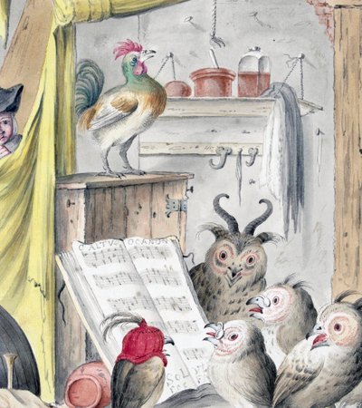 Concerto de aves (gravura) de Cornelis (after) Saftleven