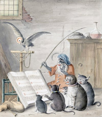 Concerto do Gato (gravura) de Cornelis (after) Saftleven