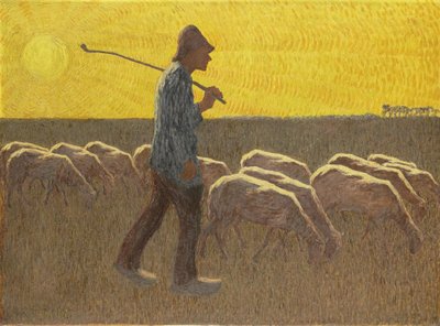 Pastor com ovelhas, c.1920 (óleo sobre tela) de Cornelis Albert van Assendelft