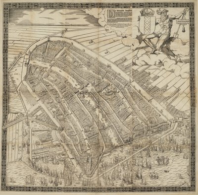 Alemão: Die berühmte Handelsstadt Amsterdam
Neerlandês: De vermaerde koopstadt van Amstelredam de Cornelis Anthonisz.