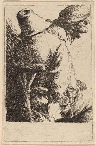 Der sitzende Bauer und seine Frau von Cornelis Pietersz Bega