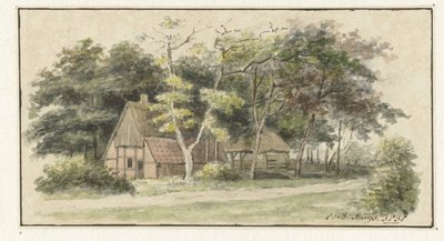 Casa agrícola entre árvores de Cornelis Bernardus Buijs