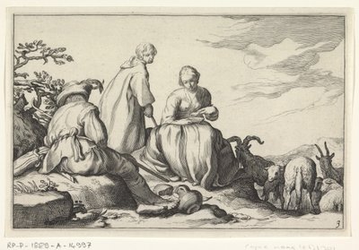 pastores de ovelhas Quatro cenas pastorais (título da série) de Cornelis Bloemaert (II) (possibly)