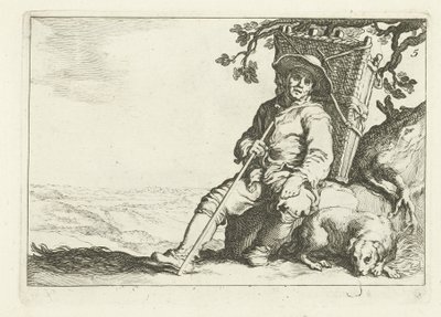 Um mascate de descanso 16 gravuras de diferentes séries de Cornelis e Frederik Bloemaert (título da série) de Cornelis Bloemaert (II)