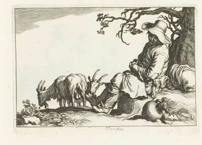 pastor de cabras 16 gravuras de diferentes séries de Cornelis e Frederik Bloemaert (título da série) de Cornelis Bloemaert (II)