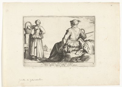 Duas mulheres camponesas Cenas pastorais (título da série) Otia delectant (título da série) de Cornelis Bloemaert (II)
