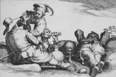 Beber Camponesa, da série Dezesseis Assuntos Camponeses, século XVII. de Cornelis Bloemaert