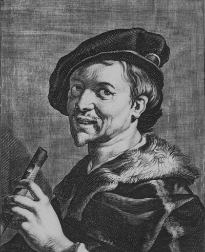 O Homem da Flauta, 1625. de Cornelis Bloemaert