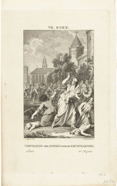Perseguição dos judeus pelos cruzados, 1784 de Cornelis Bogerts