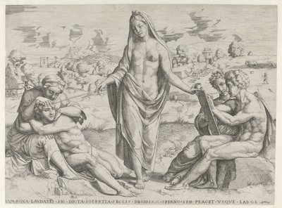 A ingenuidade recompensa a diligência e castiga a preguiça de Cornelis Bos (attributed to)